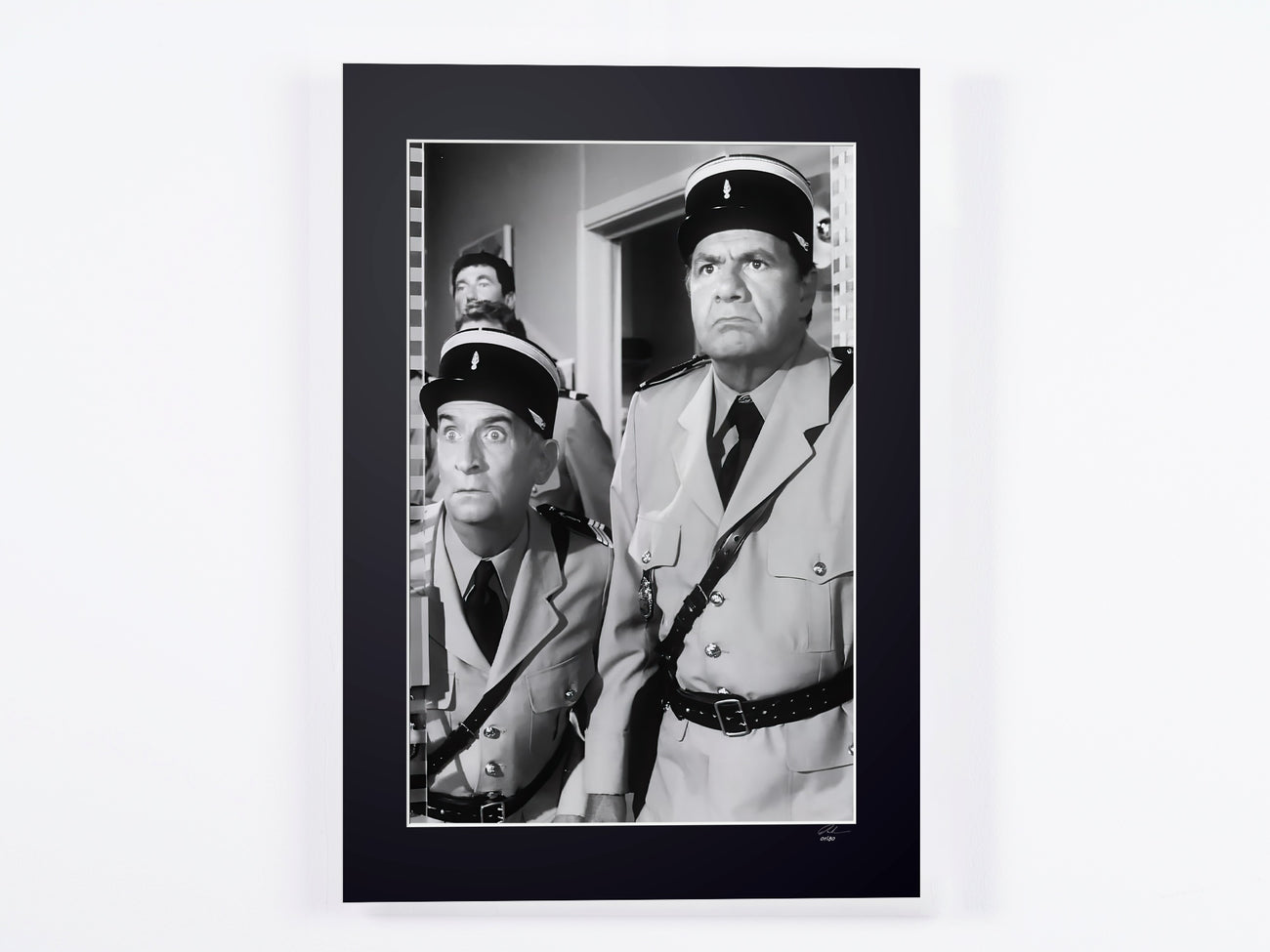 Fine art photograph of Louis de Funès in Le Gendarme de Saint-Tropez, hand-framed — limited edition of 30 numbered prints.