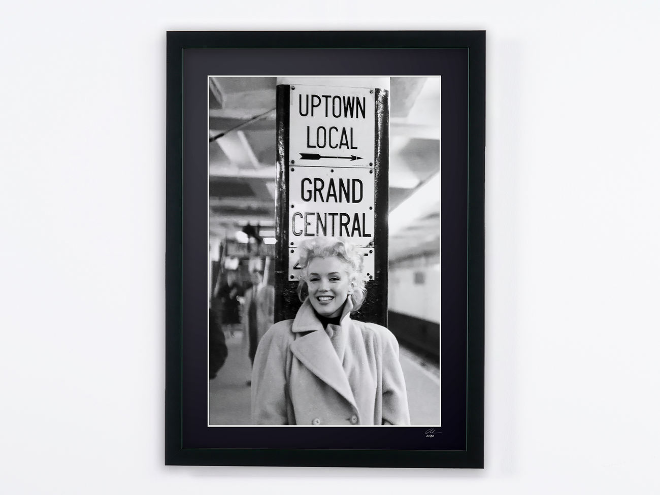 Fine art photograph of Marilyn Monroe in Marilyn Monroe - Grand Central Station NY, hand-framed — limited edition of 30 numbered prints.