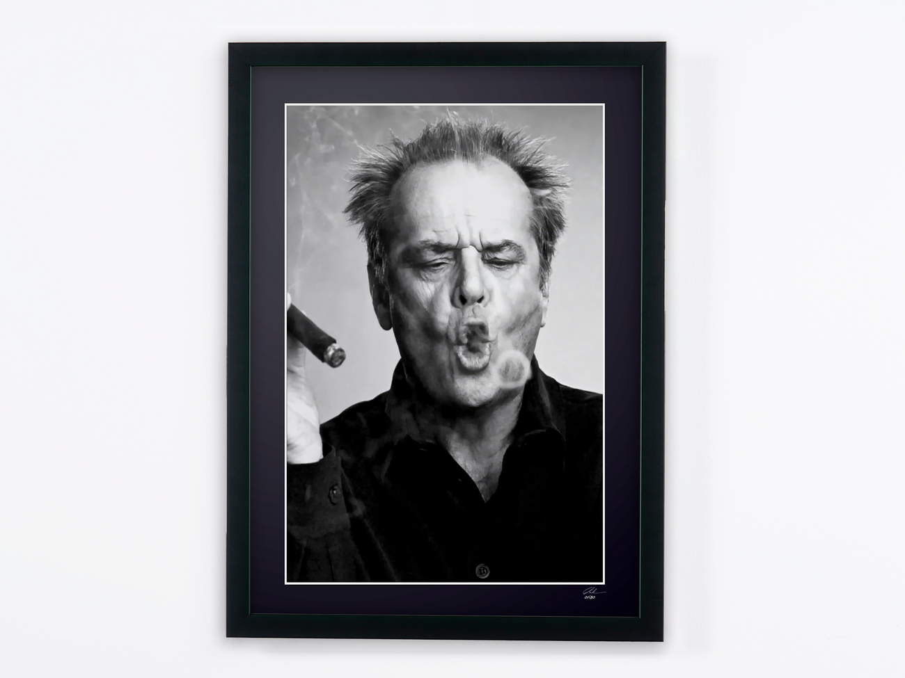 Kunstfoto van Jack Nicholson in Jack Nicholson - Iconic, met de hand ingelijst — gelimiteerde oplage van 30 genummerde exemplaren.