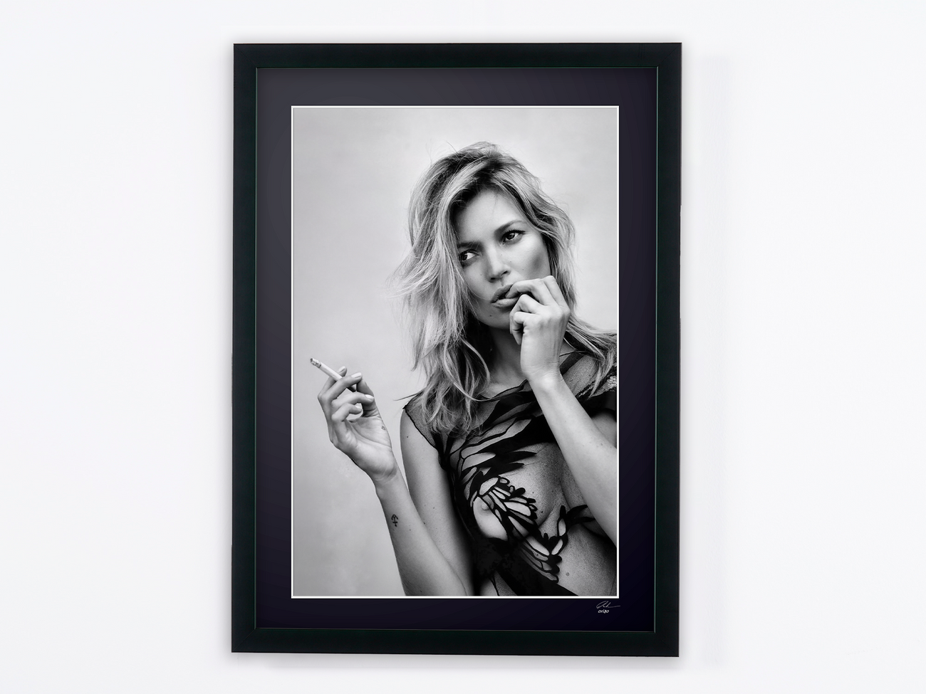 Fine art photograph of Kate Moss in Kate Moss - Iconic, hand-framed — limited edition of 30 numbered prints.
