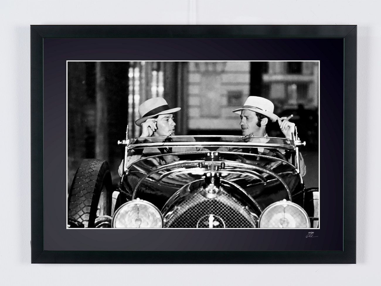 Fine art photograph of Alain Delon in Borsalino, hand-framed — limited edition of 30 numbered prints.