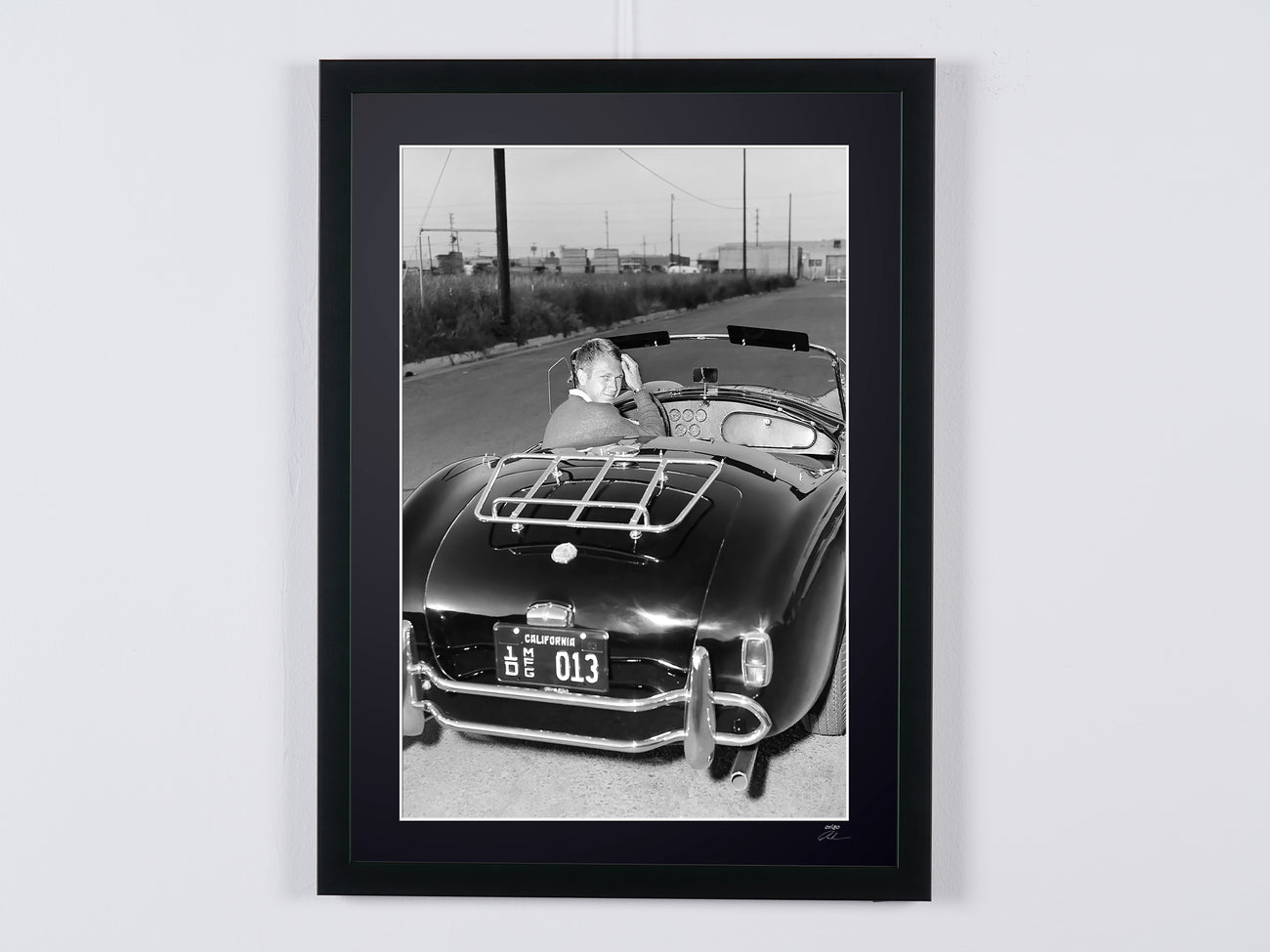 Fine art photograph of Steve McQueen in Steve McQueen - AC Cobra, hand-framed — limited edition of 30 numbered prints.