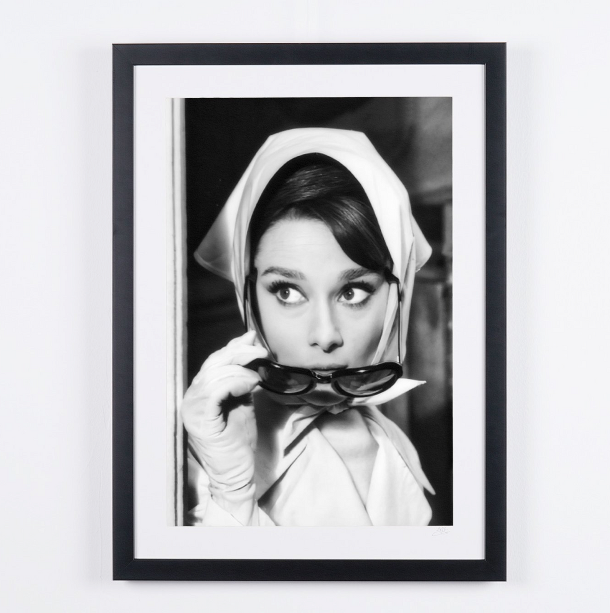 Fine art photograph of Audrey Hepburn in Audrey Hepburn — Paris, 1962, hand-framed — limited edition of 30 numbered prints.