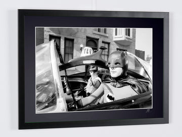 Batman (TV series) — Adam West and Burt Ward aboard the Batmobile (3)
