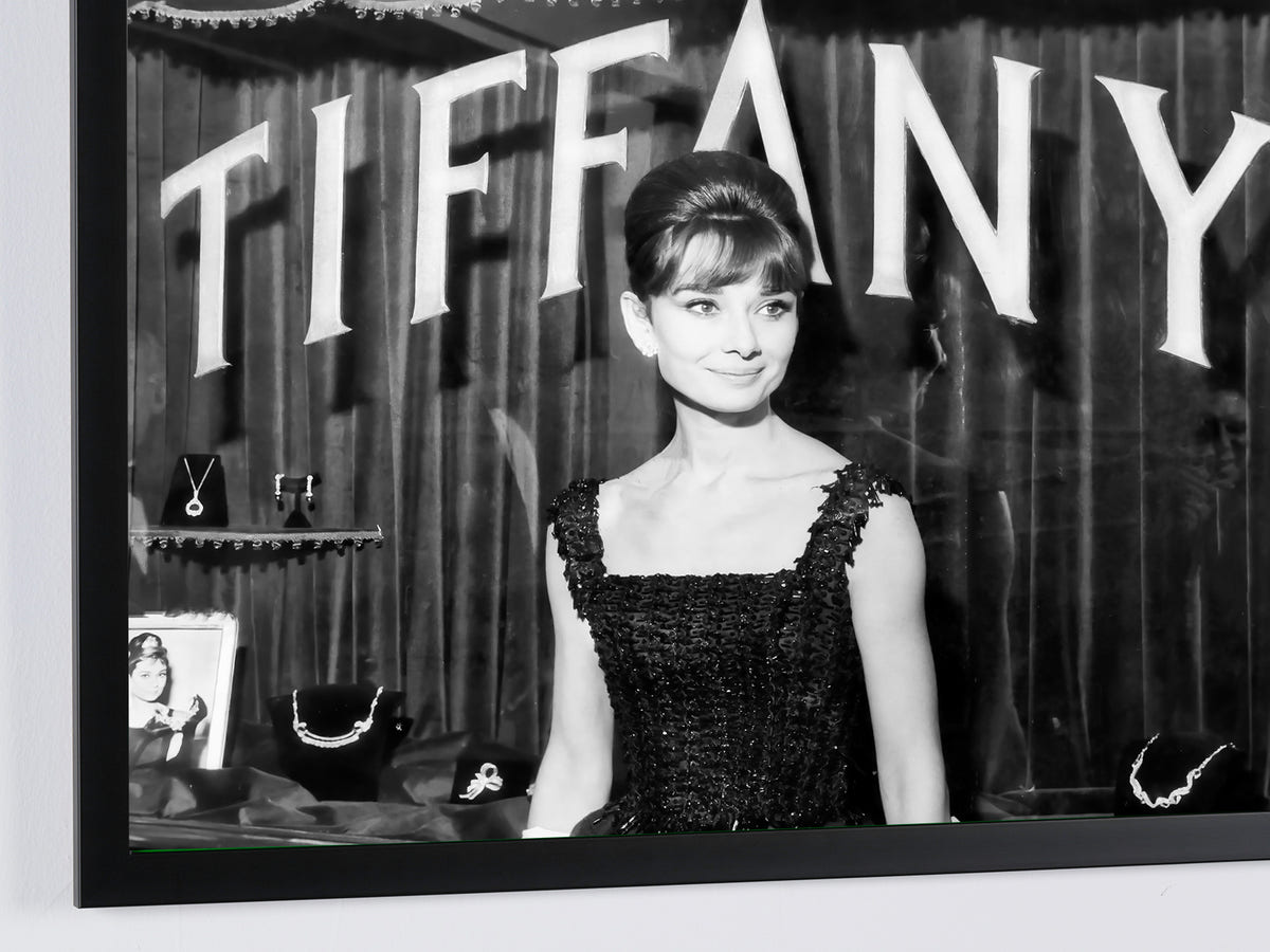 Fine art photograph of Audrey Hepburn in Diamants sur canapé, hand-framed — limited edition of 30 numbered prints.