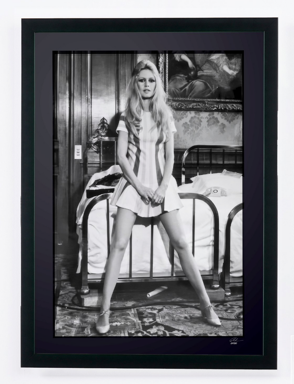 Fine art photograph of Brigitte Bardot in Les Femmes, hand-framed — limited edition of 30 numbered prints.