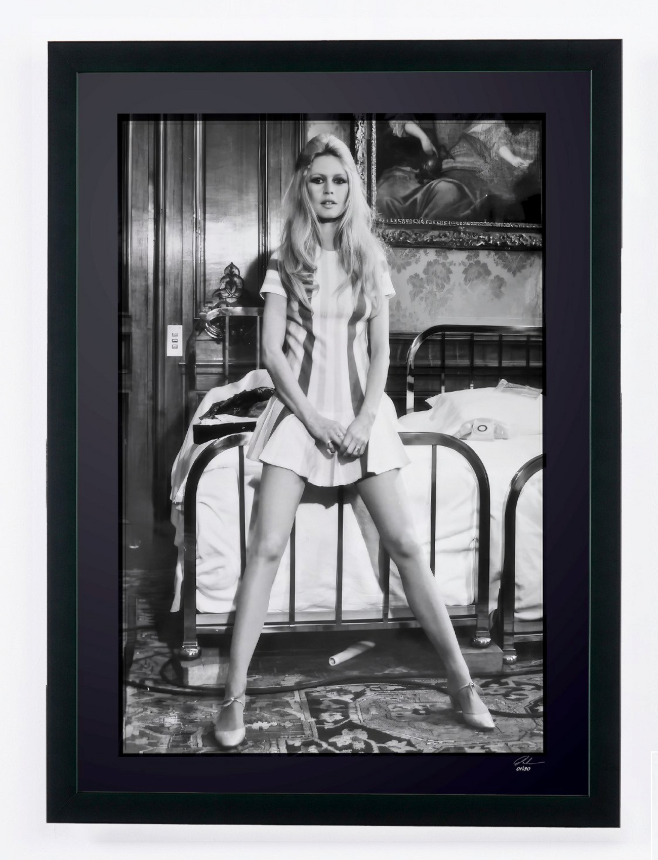 Fine art photograph of Brigitte Bardot in Les Femmes, hand-framed — limited edition of 30 numbered prints.