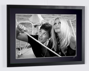 Brigitte Bardot & Alain Delon - Saint-Tropez 1968 - Wooden Frame, 70x50 cm - Original Certificate of Authenticity (COA), Hologram Logo, and QR Code