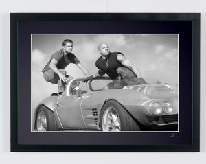  Fast & Furious - Paul Walker - Vin Diesel - Wooden Framed 70X50 cm - Original Certificate (COA), Hologram Logo Editor and QR Code - Cadre Photo- Starck Gallery -  1