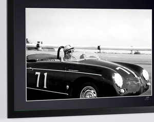 Steve McQueen in his Porsche 356 Speedster at Riverside -