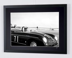 Steve McQueen in his Porsche 356 Speedster at Riverside -