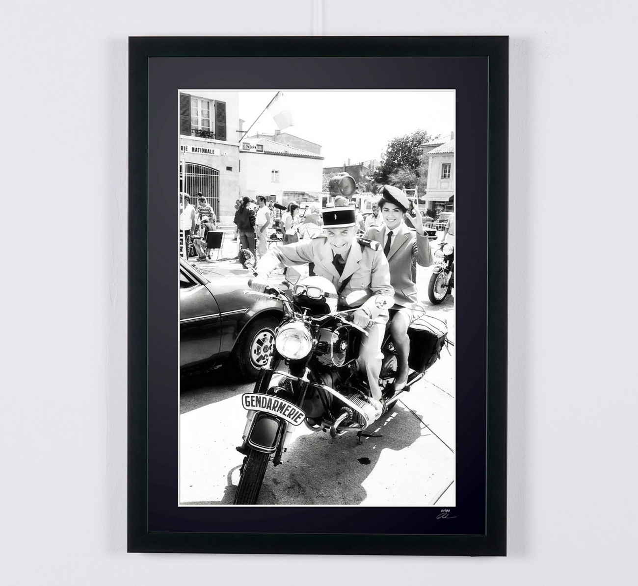 Fine art photograph of Louis de Funès in Le Gendarme de Saint-Tropez, hand-framed — limited edition of 30 numbered prints.