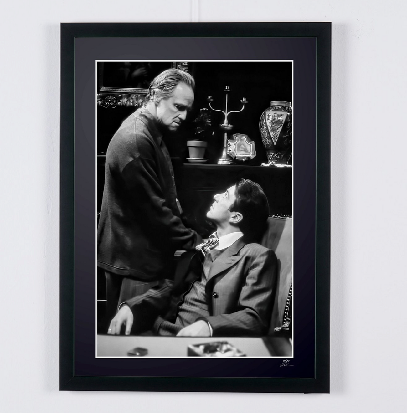 Photographie d’art de Marlon Brando dans Le Parrain, encadrée à la main — édition limitée de 30 exemplaires numérotés.