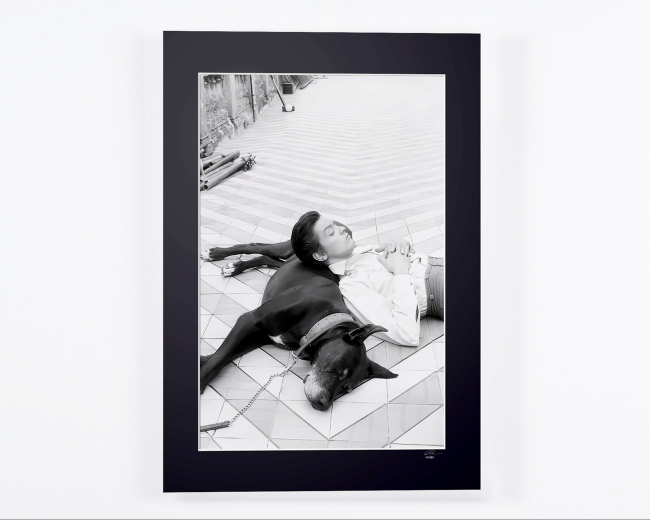 Fine art photograph of Alain Delon in Alain Delon - Italy 1963, hand-framed — limited edition of 30 numbered prints.