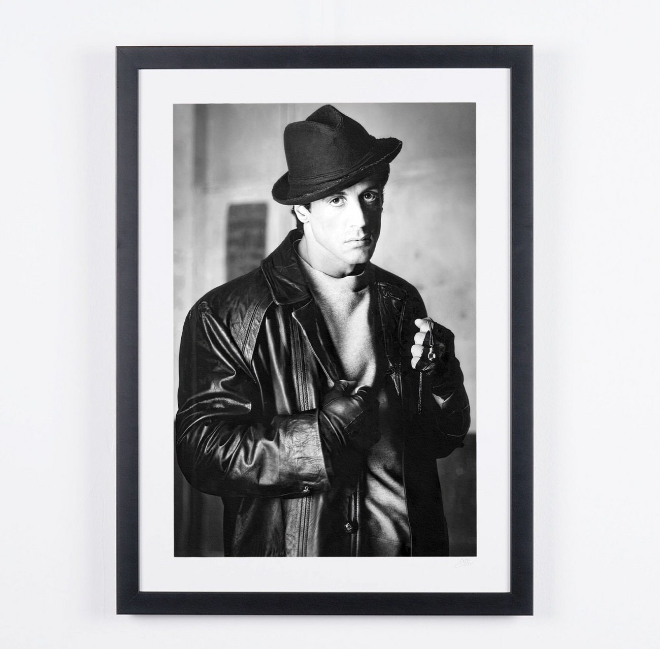 Fine art photograph of Sylvester Stallone in Rocky, hand-framed — limited edition of 30 numbered prints.