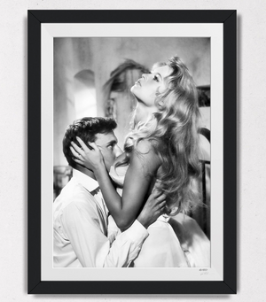And God Created Woman (1956) - Brigitte Bardot (Juliette Hardy) & Jean-Louis Trintignant (Michel Tardieu) — framed cinema photograph