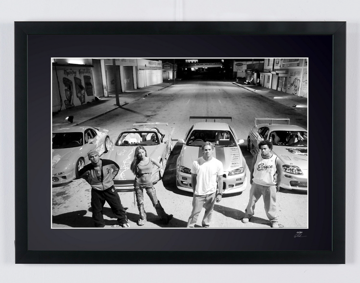Fotografía de arte de Paul Walker en 2 Fast 2 Furious, enmarcada a mano — edición limitada de 30 ejemplares numerados.