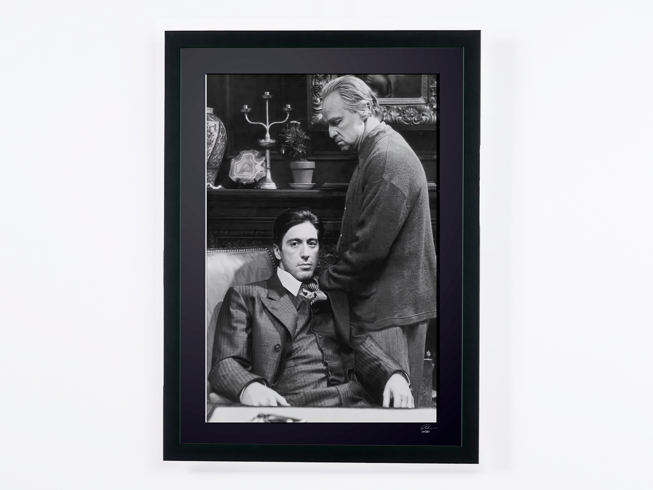 Photographie d’art de Marlon Brando dans The Godfather, encadrée à la main — édition limitée de 30 exemplaires numérotés.