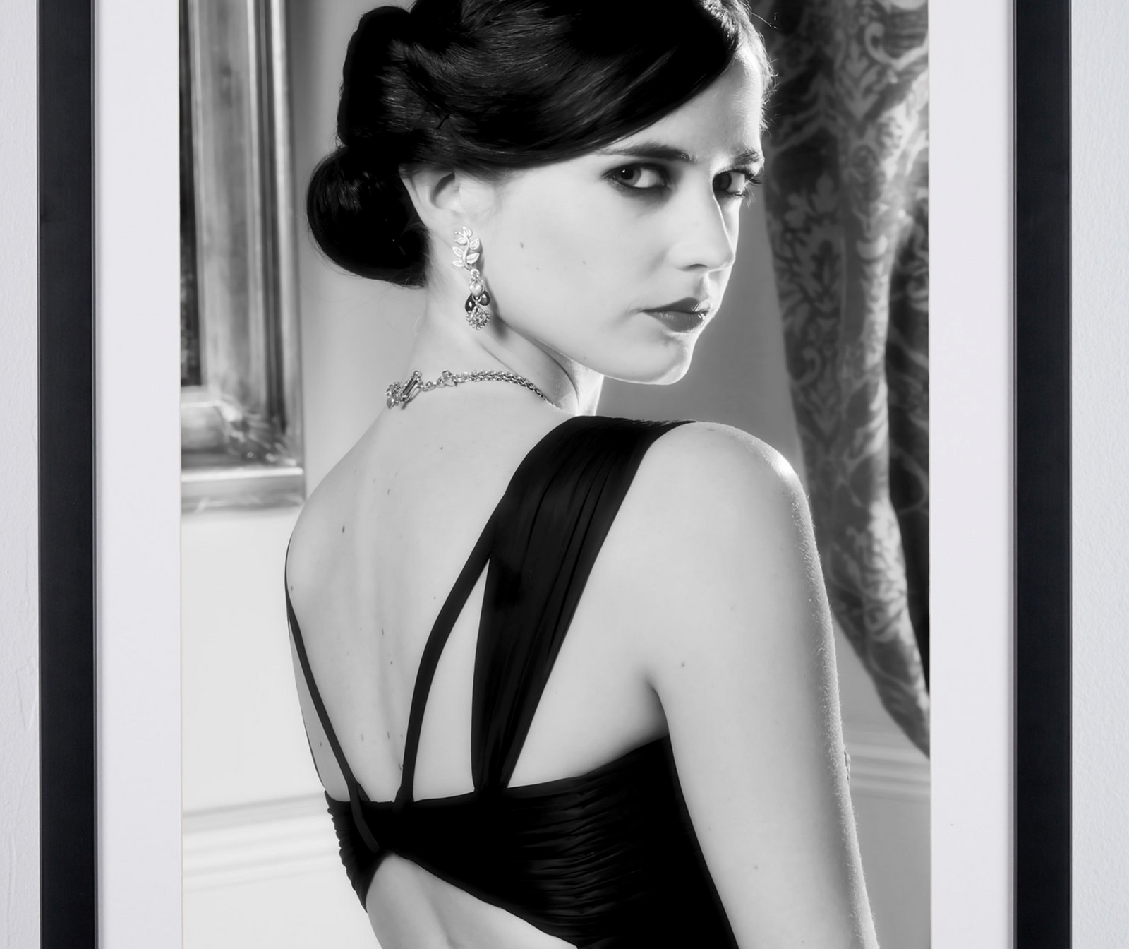 eva green casino royale black dress — framed photo (2006) — Vintage 90s Goth Prom Neck Size:18 Red Tag