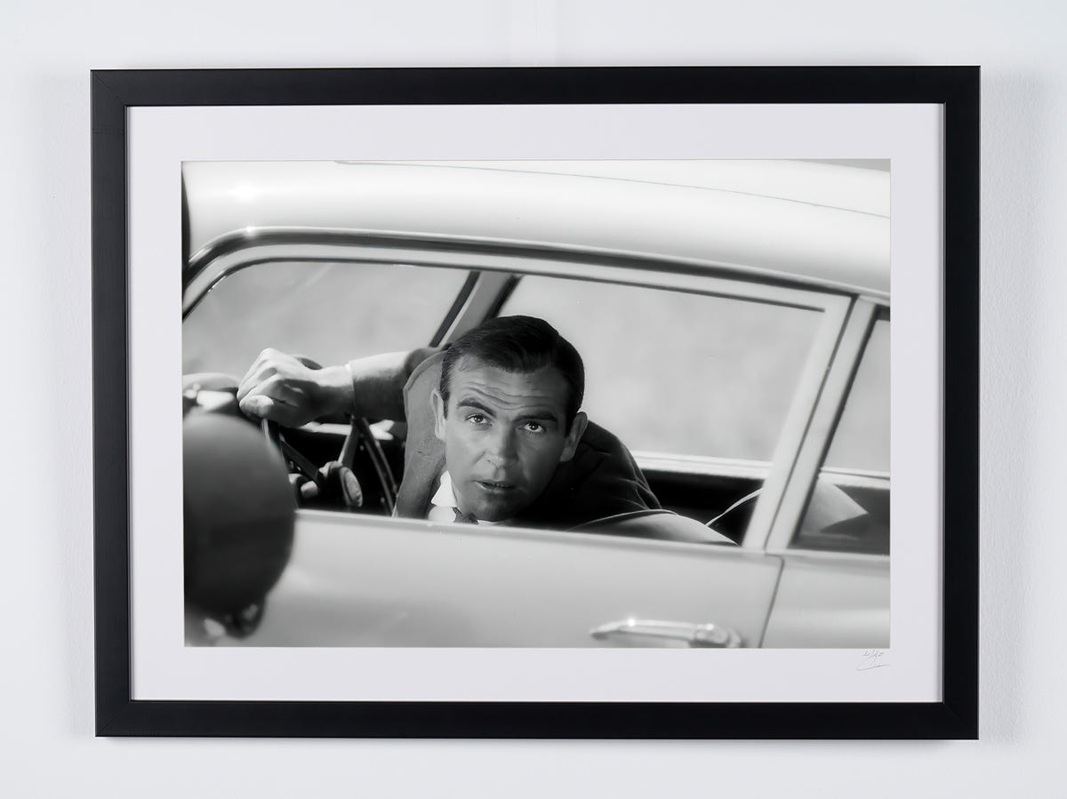 Fine art photograph of Sean Connery in Goldfinger, hand-framed — limited edition of 30 numbered prints.