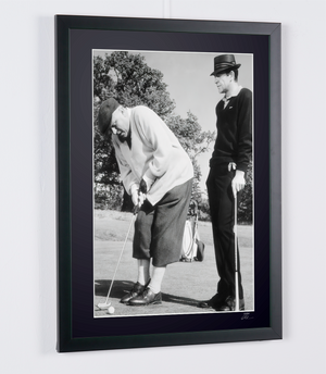 James Bond 007: Goldfinger, Sean Connery (007) and Gert Frobe (Auric Goldfinger) on the golf course