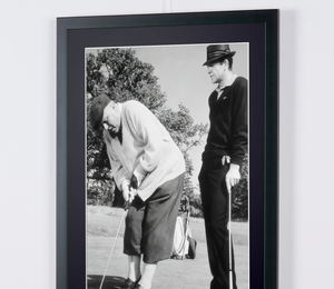 James Bond 007: Goldfinger, Sean Connery (007) and Gert Frobe (Auric Goldfinger) on the golf course