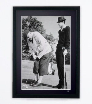 James Bond 007: Goldfinger, Sean Connery (007) and Gert Frobe (Auric Goldfinger) on the golf course