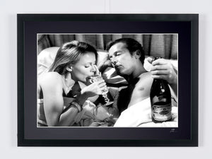 James Bond 007: Octopussy - Roger Moore & Kristina Wayborn drink Bollinger Champagne — framed cinema photograph