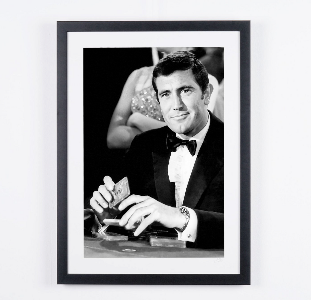 Fine art photograph of George Lazenby in Au service secret de Sa Majesté, hand-framed — limited edition of 30 numbered prints.