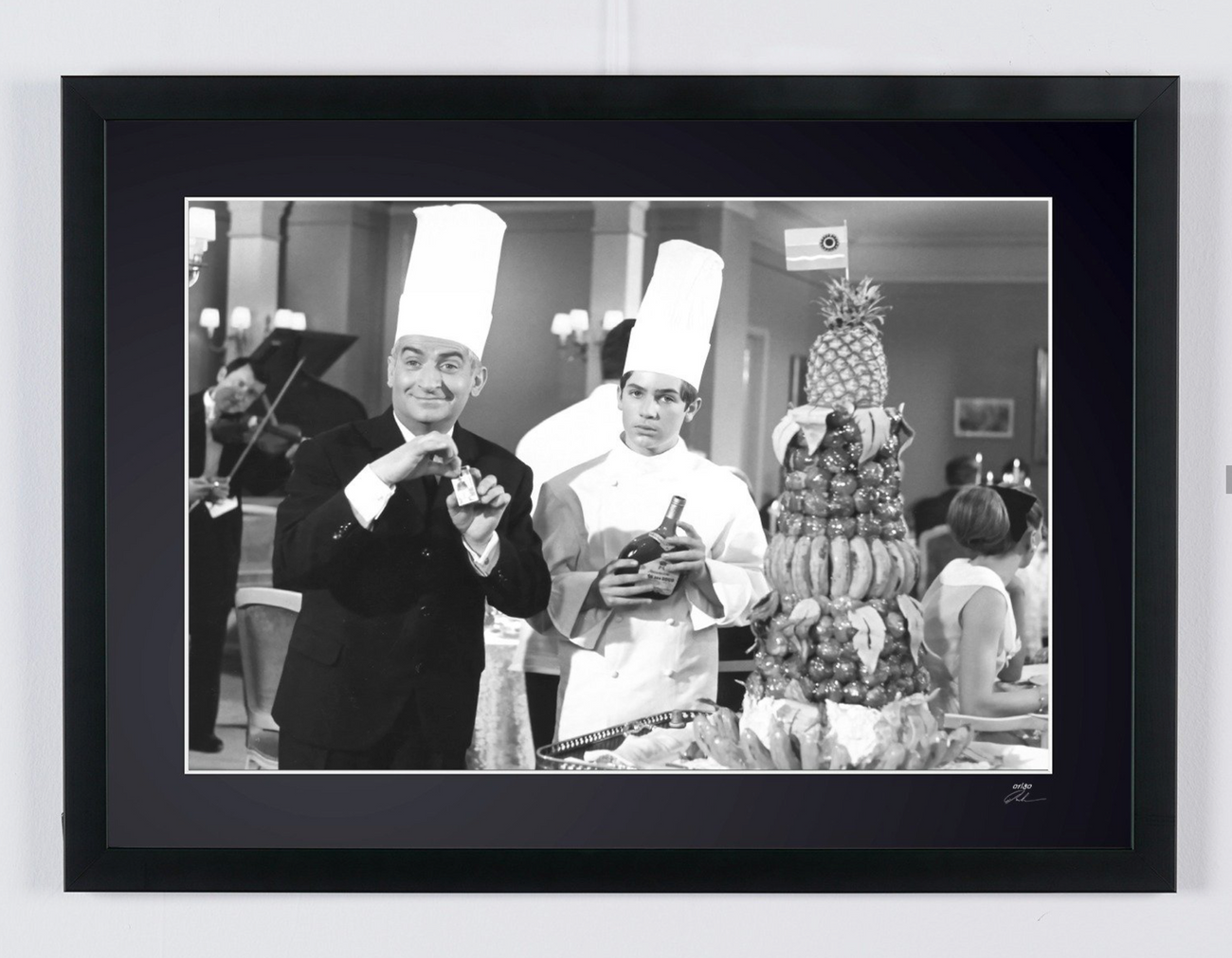 Fine art photograph of Louis de Funès in Le Grand Restaurant, hand-framed — limited edition of 30 numbered prints.