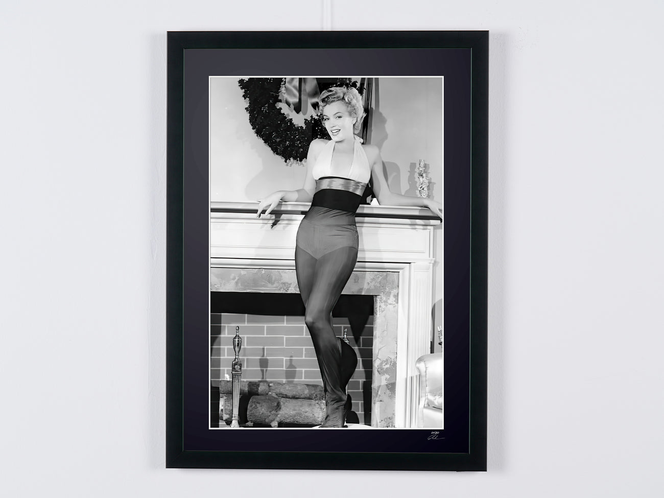 Fine art photograph of Marilyn Monroe in Marilyn Monroe celebrates Christmas (1950s), hand-framed — limited edition of 30 numbered prints.