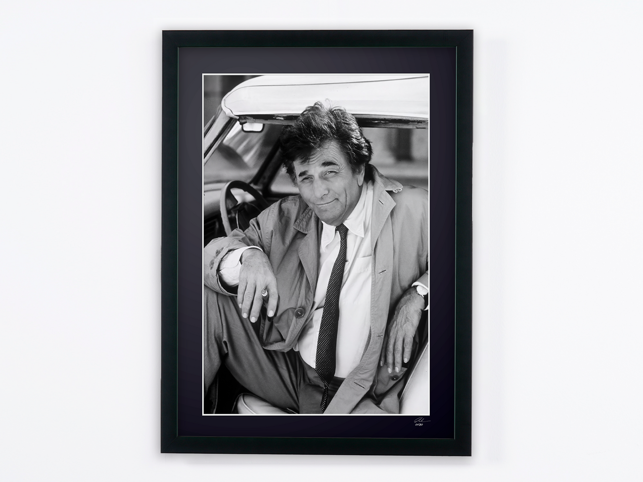 Fine art photograph of Peter Falk in Peter Falk as Inspector Columbo, hand-framed — limited edition of 30 numbered prints.