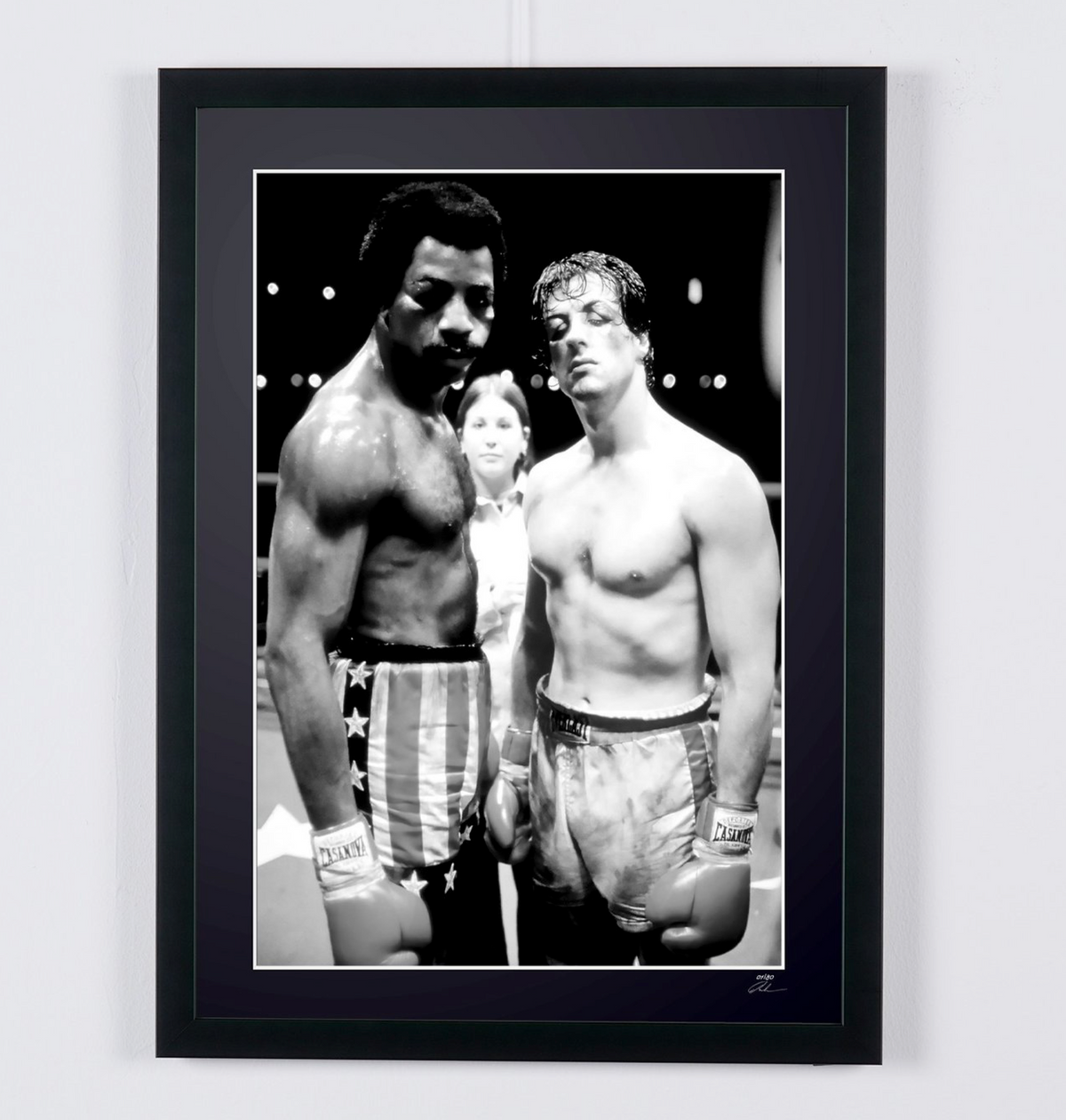 Fine art photograph of Sylvester Stallone in Rocky, hand-framed — limited edition of 30 numbered prints.