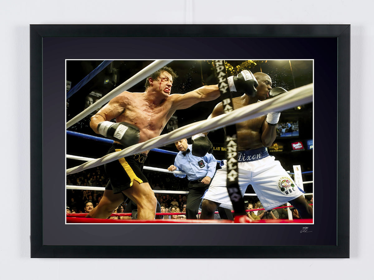 Fine art photograph of Sylvester Stallone in Rocky Balboa, hand-framed — limited edition of 30 numbered prints.