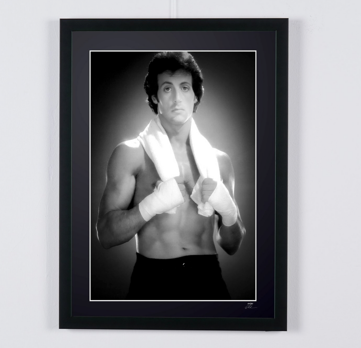 Fine art photograph of Sylvester Stallone in Rocky II, hand-framed — limited edition of 30 numbered prints.