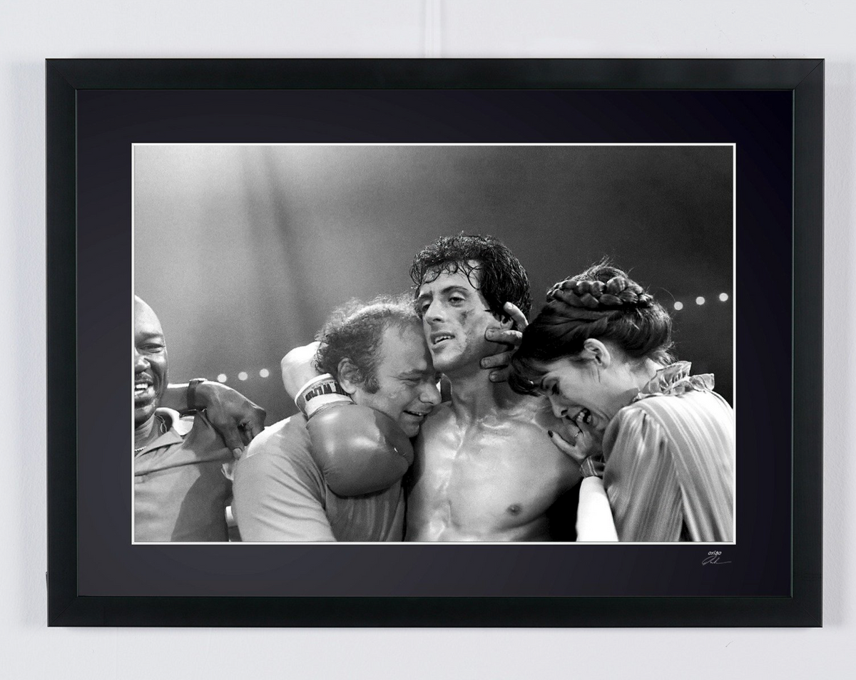 Fine art photograph of Sylvester Stallone in Rocky III, hand-framed — limited edition of 30 numbered prints.