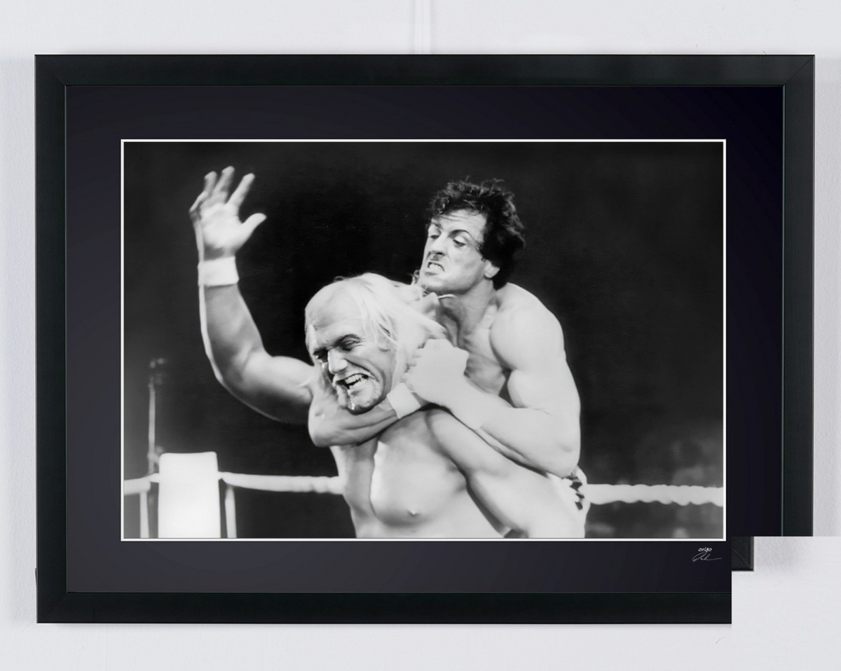 Photographie d’art de Sylvester Stallone dans Rocky III, encadrée à la main — édition limitée de 30 exemplaires numérotés.