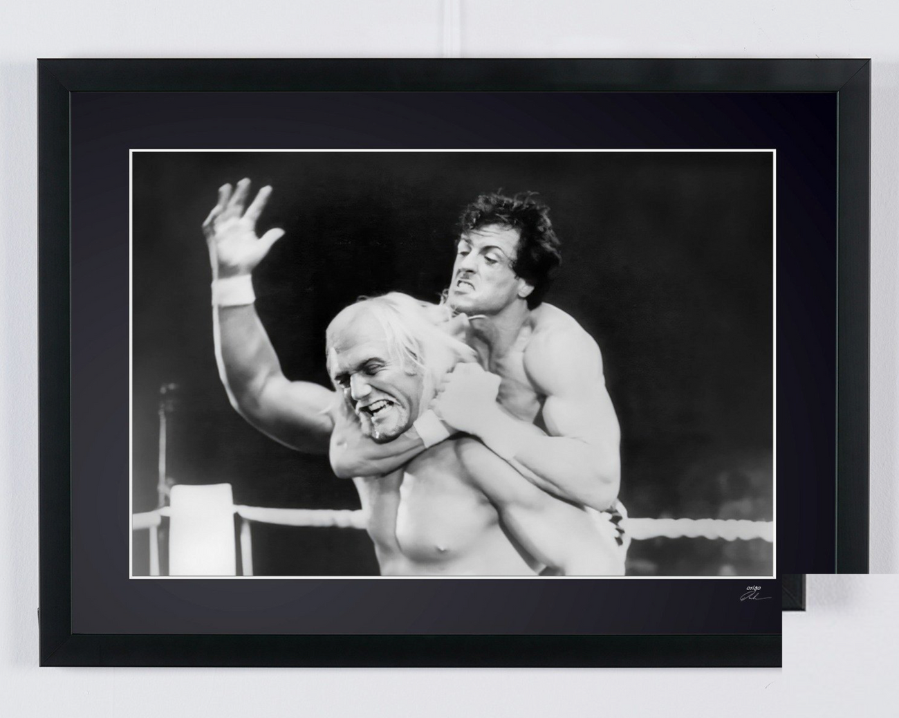 Fine art photograph of Sylvester Stallone in Rocky III, hand-framed — limited edition of 30 numbered prints.