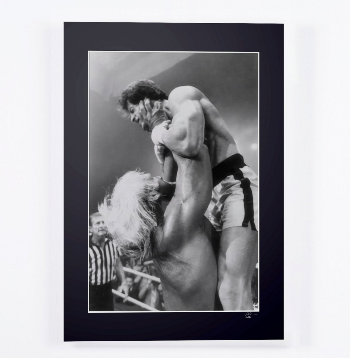 Fine art photograph of Sylvester Stallone in Rocky III, hand-framed — limited edition of 30 numbered prints.