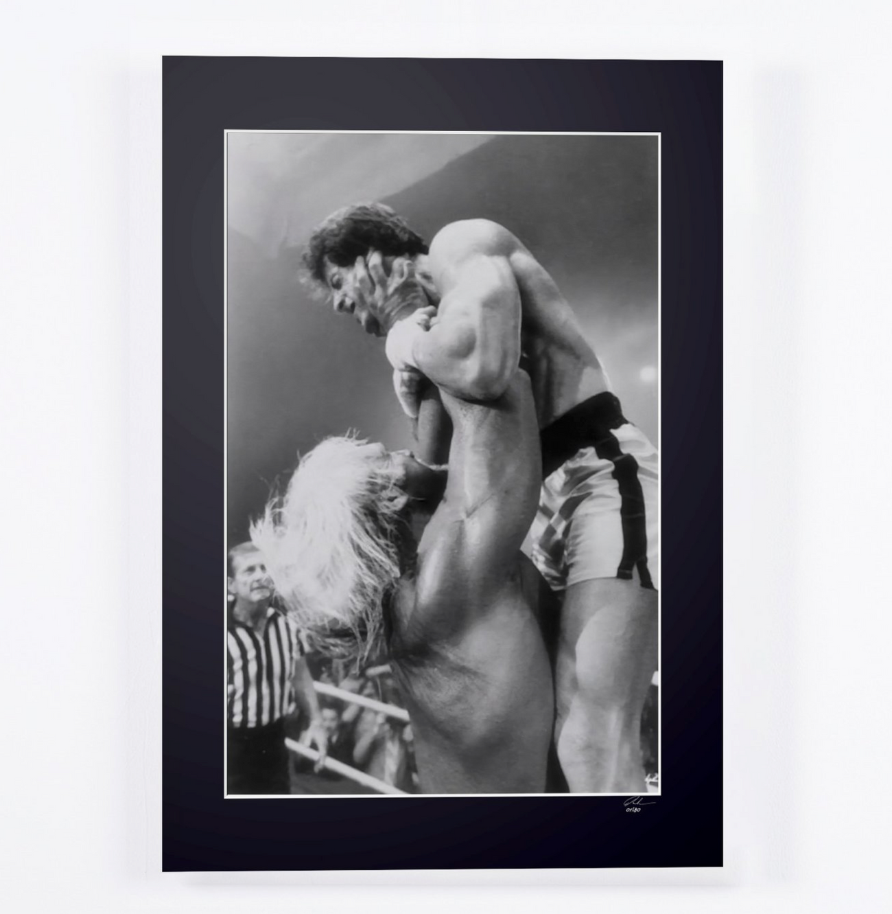 Fine art photograph of Sylvester Stallone in Rocky III, hand-framed — limited edition of 30 numbered prints.