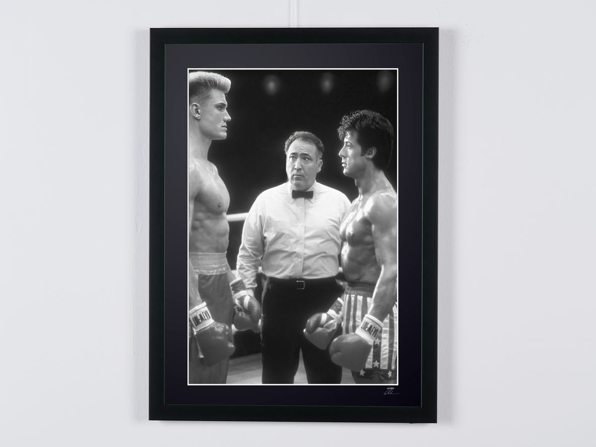 Fine art photograph of Sylvester Stallone in Rocky IV, hand-framed — limited edition of 30 numbered prints.