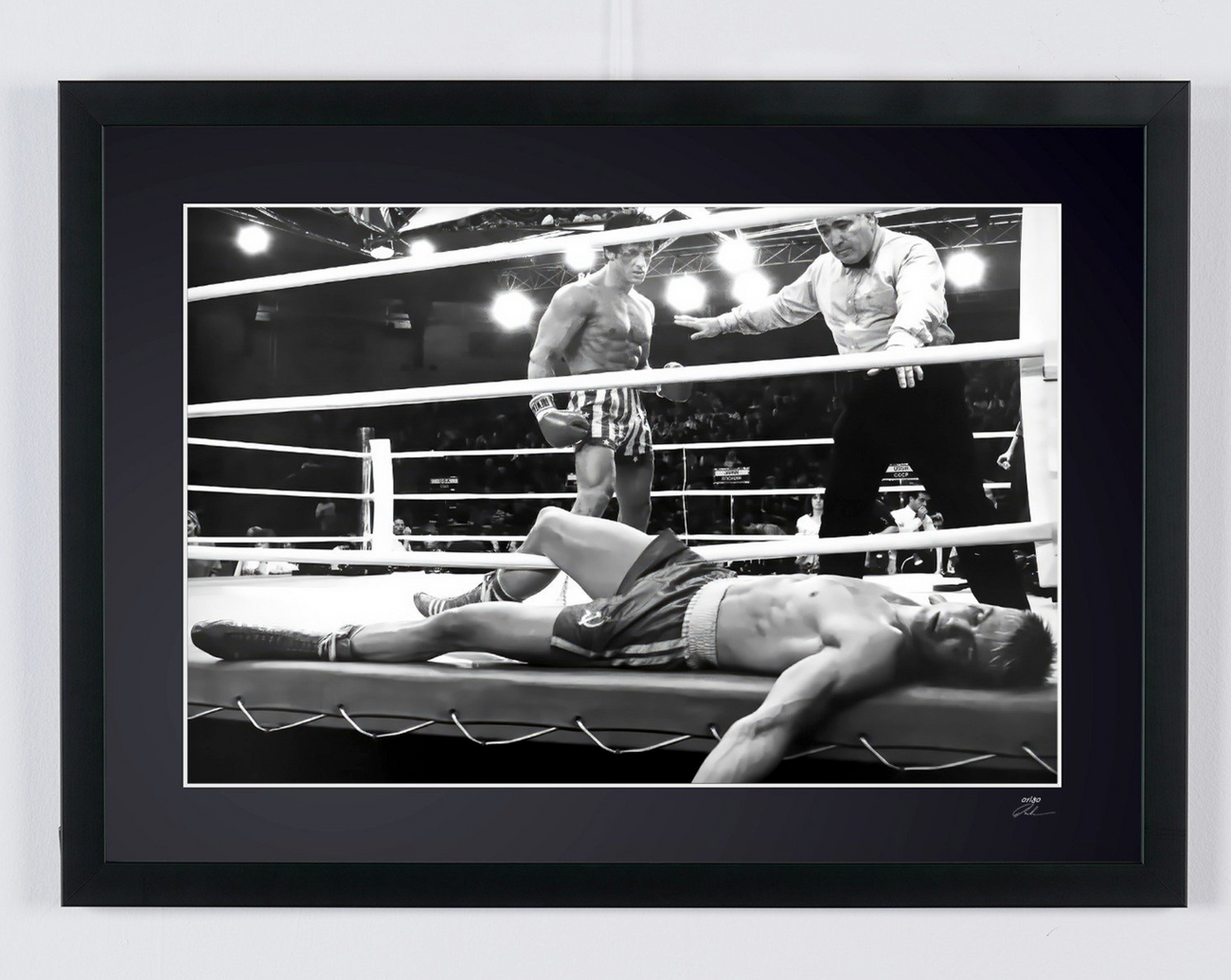 Fine art photograph of Sylvester Stallone in Rocky IV, hand-framed — limited edition of 30 numbered prints.