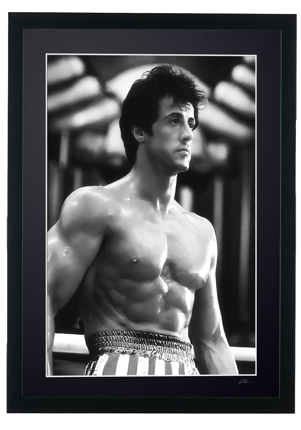 Fine art photograph of Sylvester Stallone in Rocky IV, hand-framed — limited edition of 30 numbered prints.