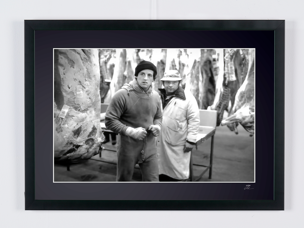 Fine art photograph of Sylvester Stallone in Rocky, hand-framed — limited edition of 30 numbered prints.