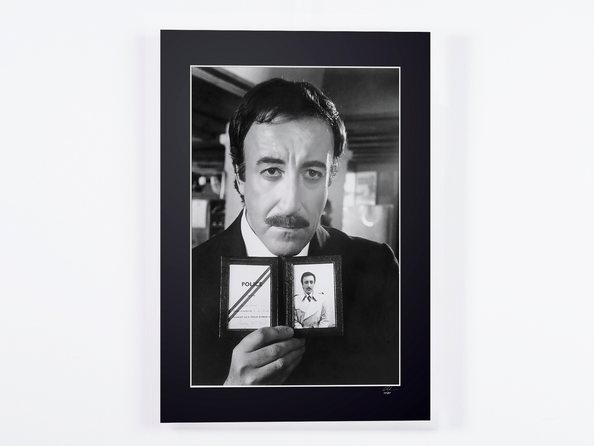 Fine art photograph of Peter Sellers in Le Retour de la Panthère rose, hand-framed — limited edition of 30 numbered prints.