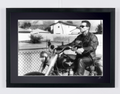 Image for Terminator 2: Judgment Day (1991) — Arnold Schwarzenegger (T-800), on a motorcycle in the street