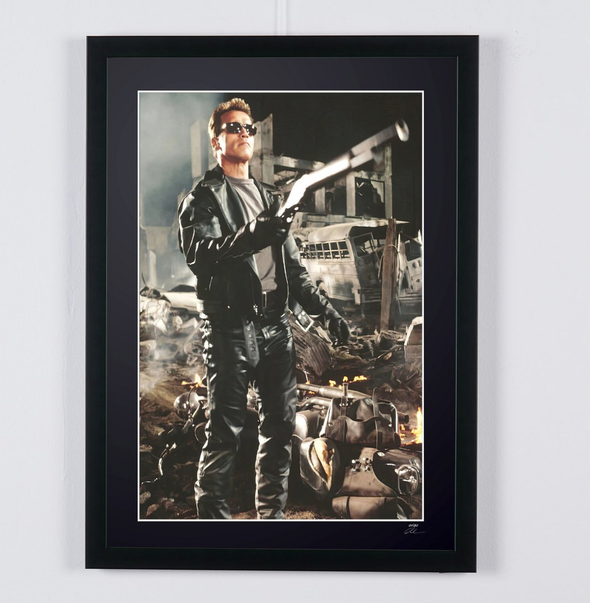 Fine art photograph of Arnold Schwarzenegger in Terminator 3: Rise of the Machines, hand-framed — limited edition of 30 numbered prints.