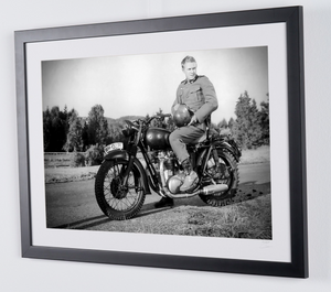 The Great Escape 1983 -9 Steve McQueen on set, on Triumph TR6