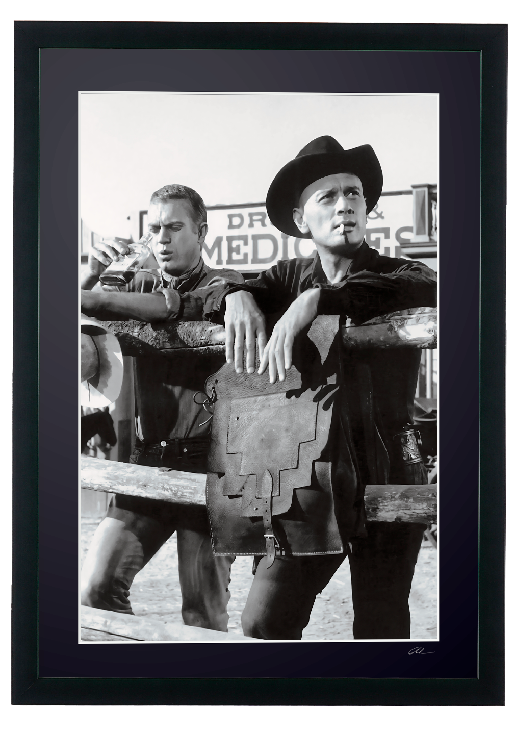Photographie d’art de Steve McQueen dans The Magnificent Seven, encadrée à la main — édition limitée de 30 exemplaires numérotés.