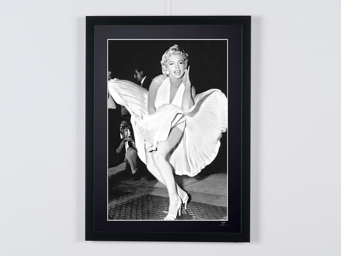 Photographie d’art de Marilyn Monroe dans The Seven Year Itch, encadrée à la main — édition limitée de 30 exemplaires numérotés.